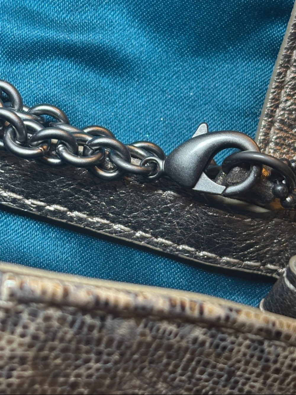 Coach Snakeskin Embossed Leather Chain Crossbody Clutch - Picture 12 of 12